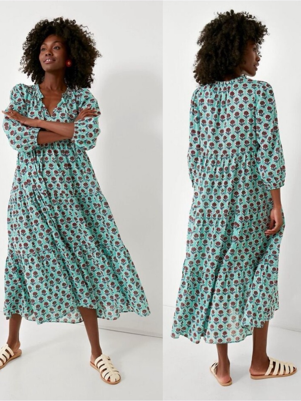 Tuckernuck Salty Paloma Caftan Tulip print Maxi Dress XXL Resort wear boho chic - Picture 5 of 13